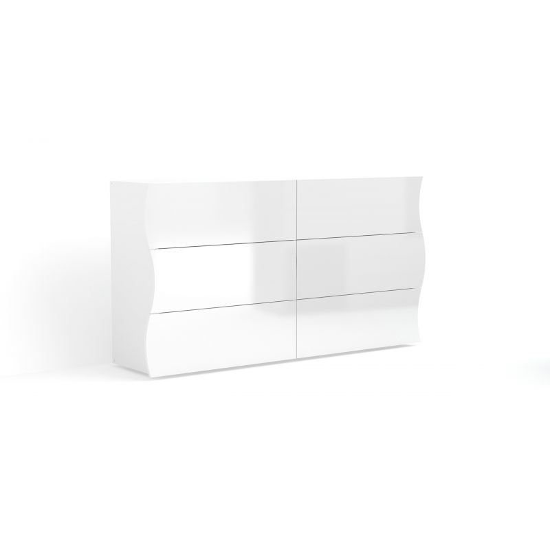 Cassettiera Onda Kommode 6 Cassetti – 155x81,8x40 – Bianco Lucido