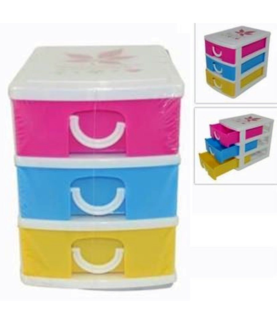 Cassettiera Piccola 3 Cassetti 11,5x13x9cm Colorata Multiuso Minuteria         