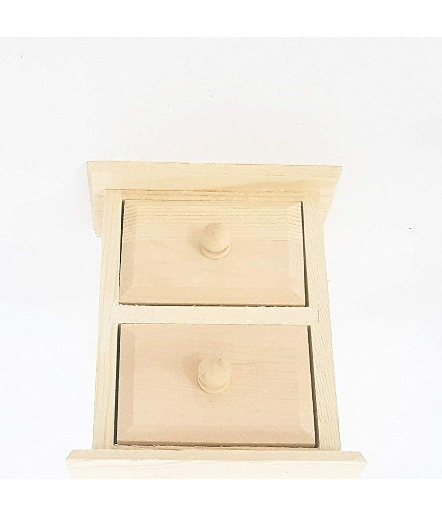 Cassettiera Portaoggetti 2 Cassetti Legno  63816 Decoupage 12x10cm Scrivania         
