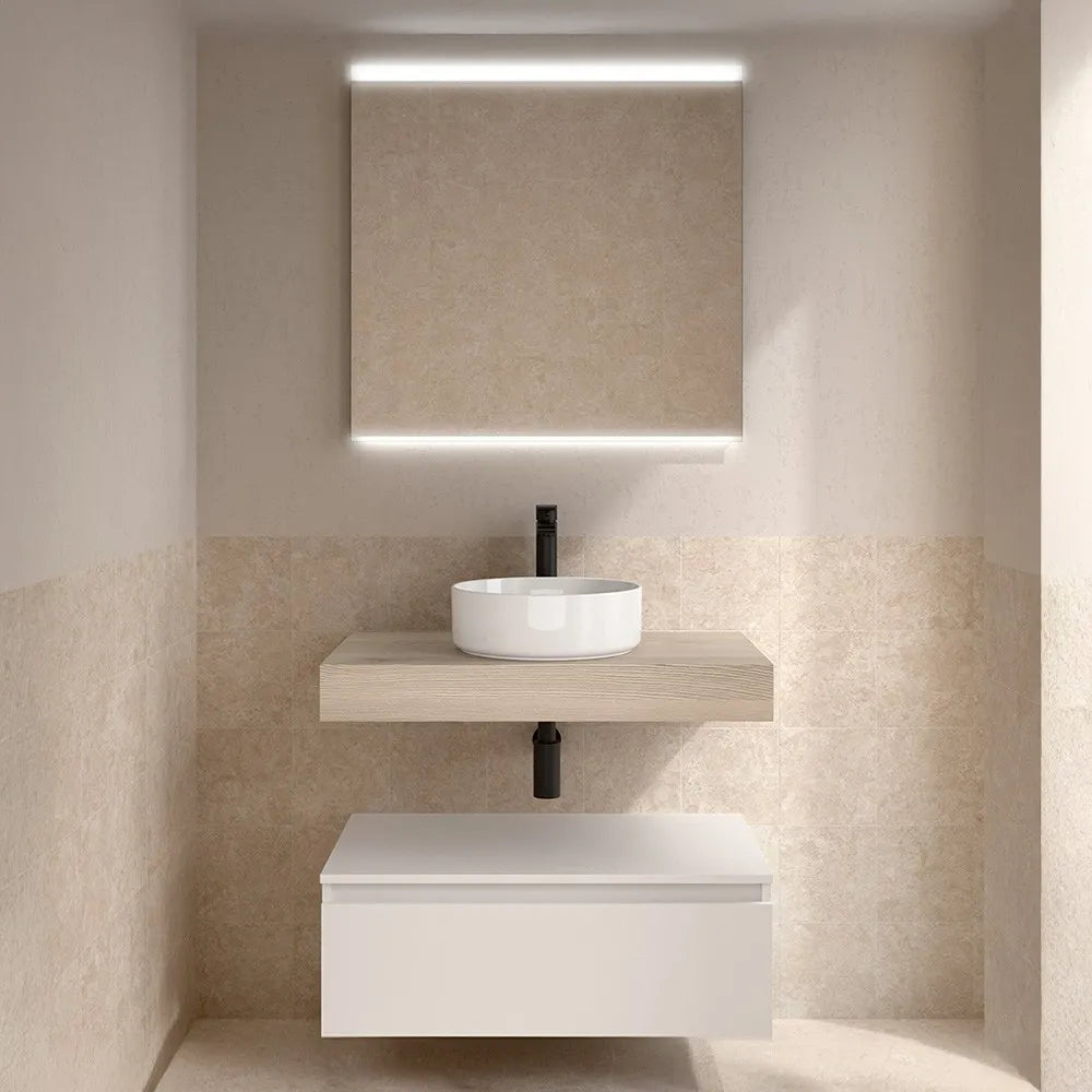 Cassettiera sospesa bagno 60 cm in legno MDF bianco opaco Sumo