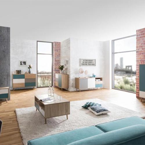 Madia Lavik 1 anta 3 cassetti Quercia, Bianca, Petrolio e Grigia, ZFRMADCB1