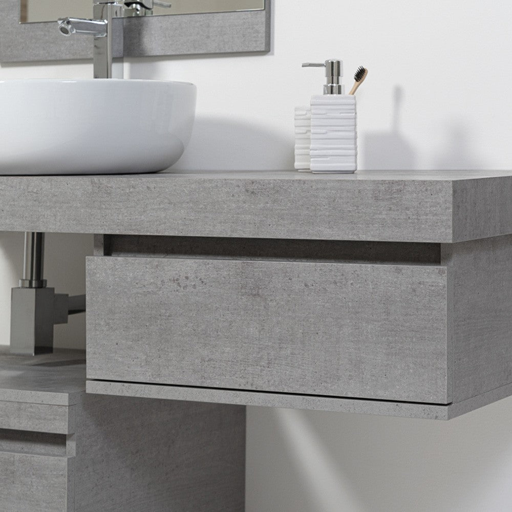 Cassettiera su ruote 58 cm colore grigio cemento