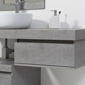 Cassettiera su ruote 58 cm colore grigio cemento