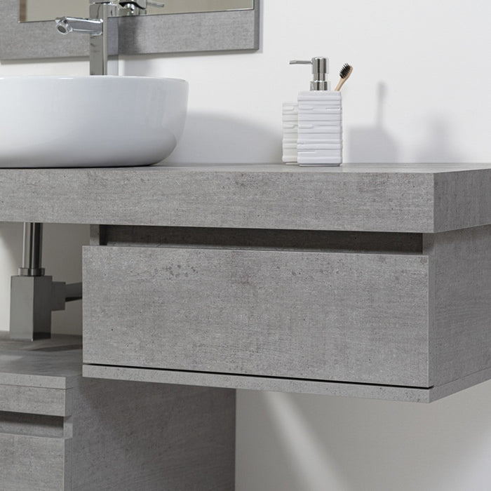 Cassettiera su ruote 58 cm colore grigio cemento