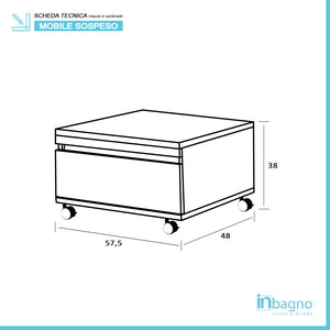 Cassettiera su ruote 58 cm colore grigio cemento