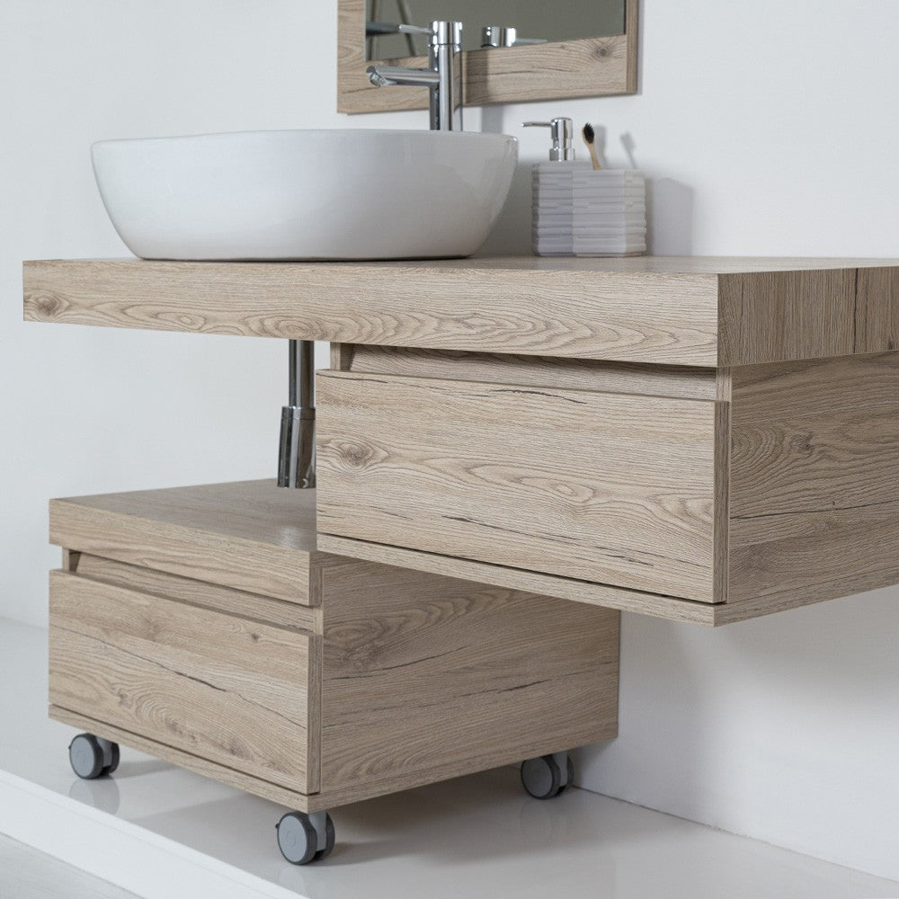 Cassettiera su ruote 58 cm colore rovere