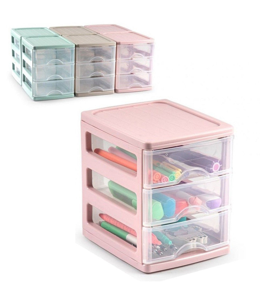 Cassettiera Turia In Plastica 3 Cassetti 13.5 X 17 X 17 Cm Vari Colori 112241a         