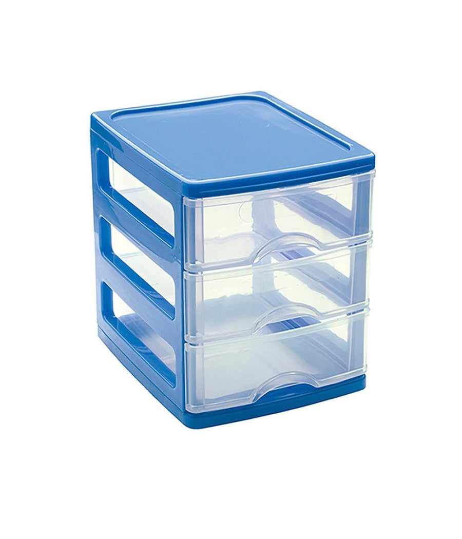 Cassettiera Turia In Plastica 3 Cassetti 13.5x17x17cm In Vari Colori 11224g9         
