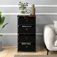 Cassettiera in tessuto con 4 cassetti e struttura robusta in metallo, Mobile a 4 livelli salvaspazio Nero-Cassettiere