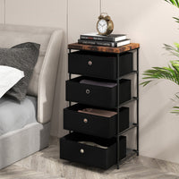 Cassettiera in tessuto con 4 cassetti e struttura robusta in metallo, Mobile a 4 livelli salvaspazio Nero-Cassettiere