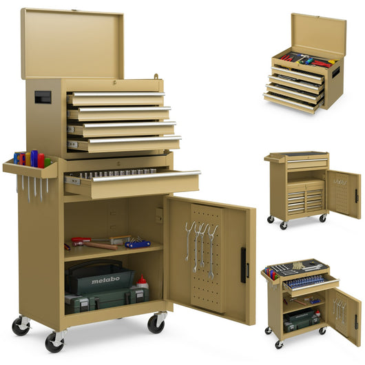 Cassettiera portautensili a 5 cassetti, Armadio portautensili con ruote bloccabili ripiano regolabile Giallo-Deposito utensili Tool