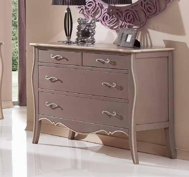 Como' 4 cassetti tortora anticato con profili avorio misure l.116 p.54 h.91 (1479) - Mobili 2G