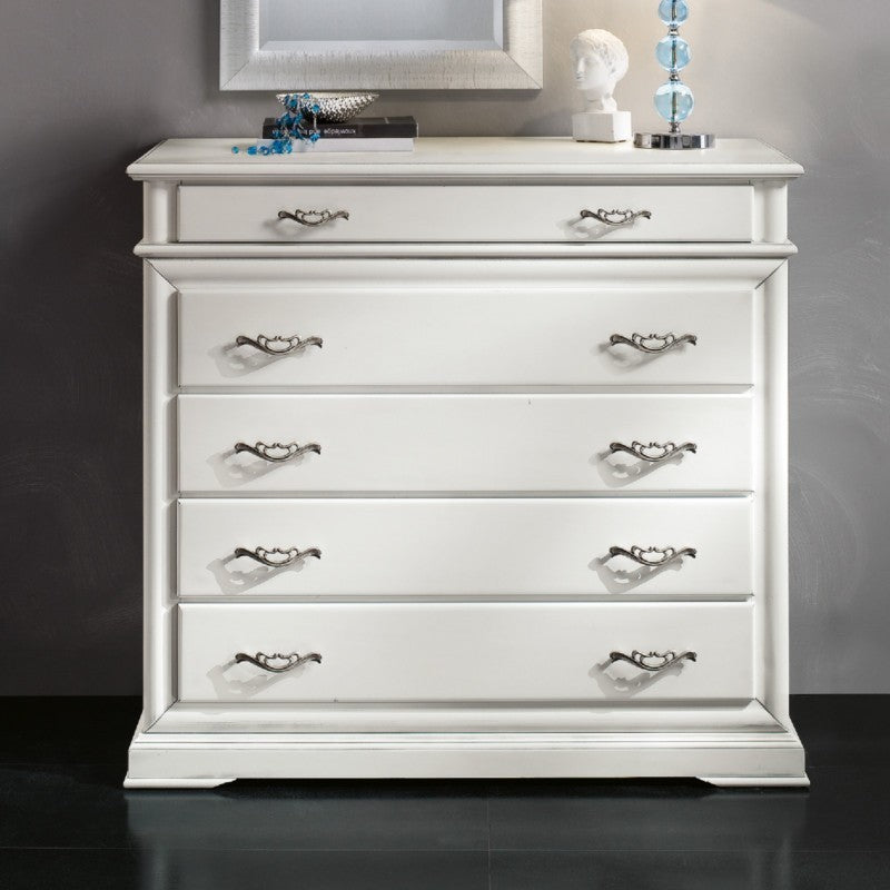 ComÒ 5 cassetti con ribalta laccato bianco opaco leggermente consumato misure l.127 p.52 h.117 (3004) - Mobili 2G