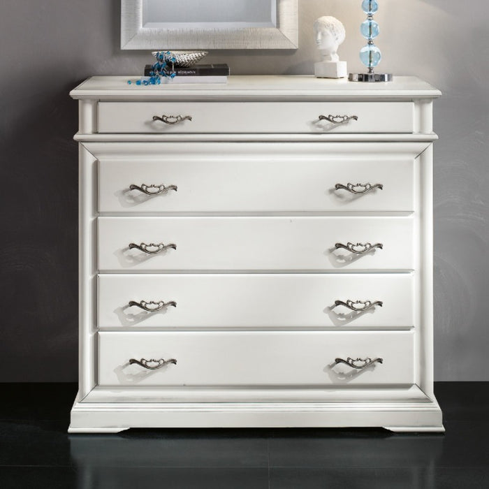 ComÒ 5 cassetti con ribalta laccato bianco opaco leggermente consumato misure l.127 p.52 h.117 (3004) - Mobili 2G