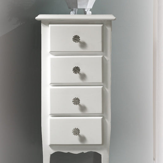 Cassettiera 4 cassetti in legno arte povera laccato bianco opaco l.38 x p.25 h.86 (3035) - Mobili 2G