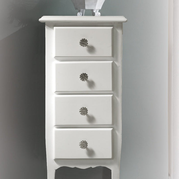 Cassettiera 4 cassetti in legno arte povera laccato bianco opaco l.38 x p.25 h.86 (3035) - Mobili 2G