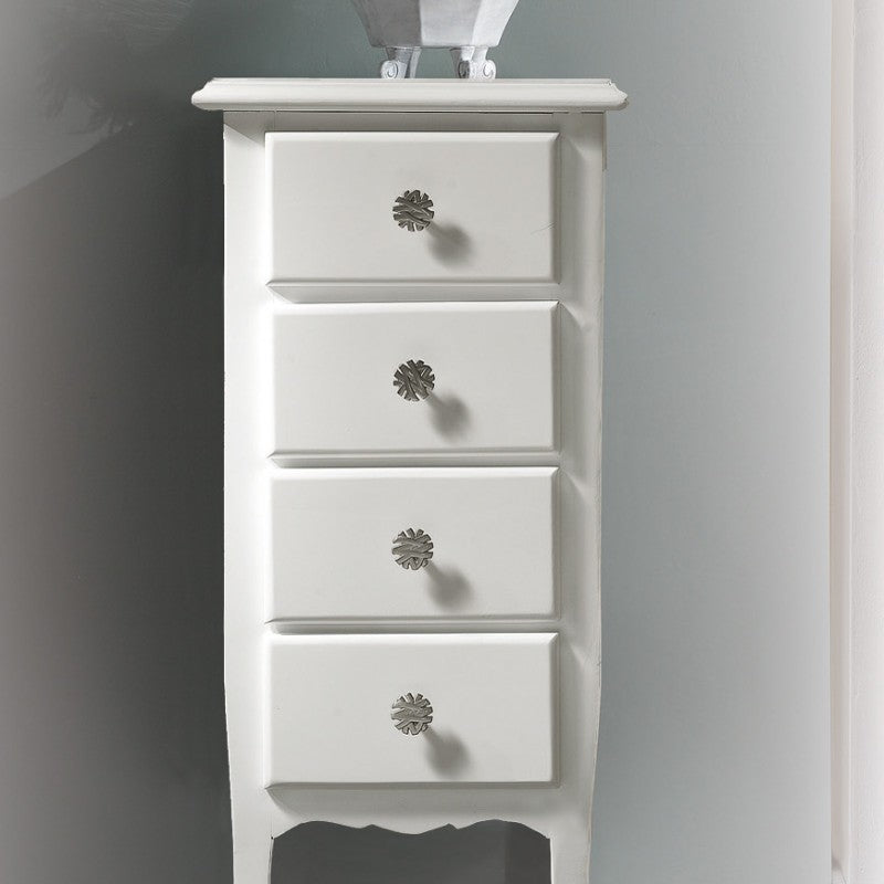 Cassettiera 4 cassetti in legno arte povera laccato bianco opaco l.38 x p.25 h.86 (3035) - Mobili 2G