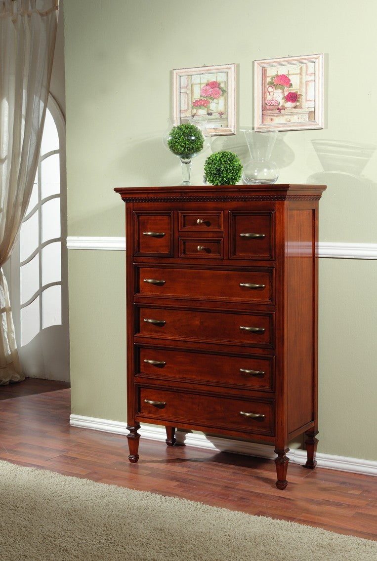 Cassettiera 8 cassetti legno intaglio finitura bassano 90x42x129