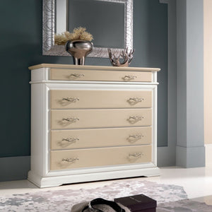 Como' 5 cassetti(senza ribalta) laccato bianco-avorio bicolore misure l.127 p.52 h.117 (3000) - Mobili 2G