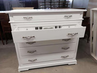 ComÒ 5 cassetti con ribalta laccato bianco opaco leggermente consumato misure l.127 p.52 h.117 (3004) - Mobili 2G