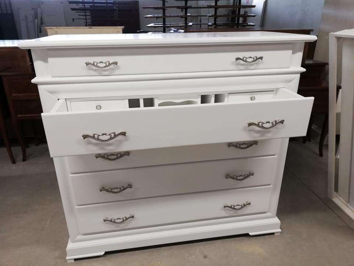 ComÒ 5 cassetti con ribalta laccato bianco opaco leggermente consumato misure l.127 p.52 h.117 (3004) - Mobili 2G