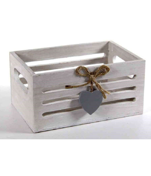 Cassettina Porta Oggetti In Legno Con Manici Decoro Cuore 20x13x8,5 Cm 738258         