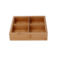 Cassetto bambù 4 scomparti naturale quadro cm 21x21h4,8