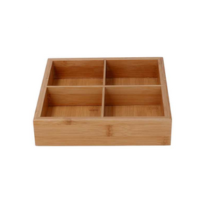 Cassetto bambù 4 scomparti naturale quadro cm 21x21h4,8