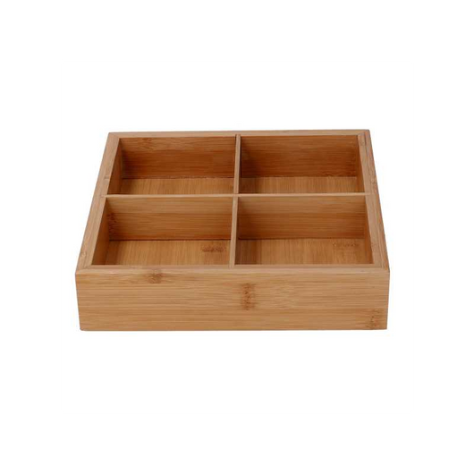 Cassetto bambù 4 scomparti naturale quadro cm 21x21h4,8