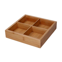 Cassetto bambù 4 scomparti naturale quadro cm 21x21h4,8