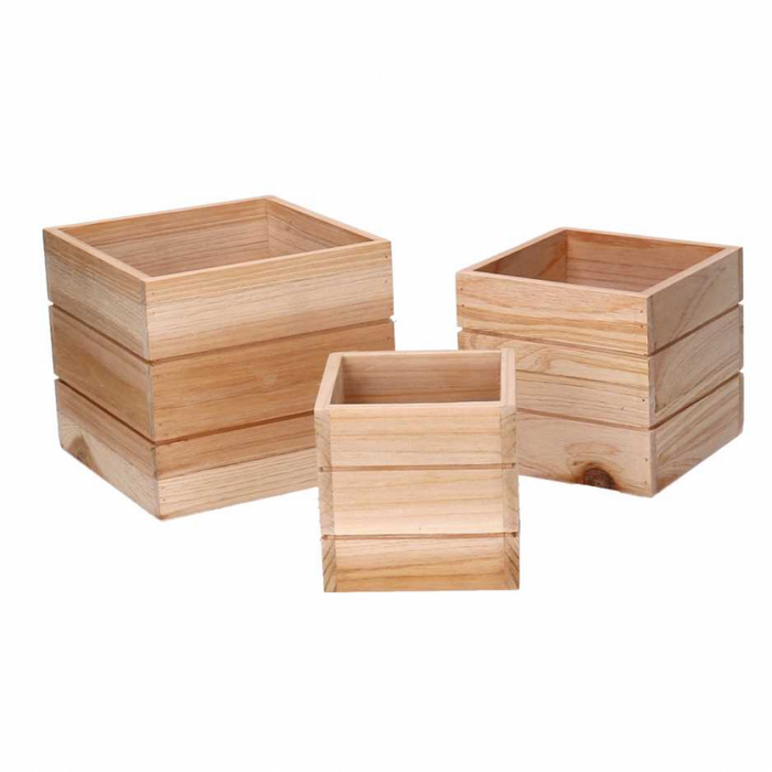 Cassetto legno 1-3 naturale quadro cm 15,5X15,5h14
