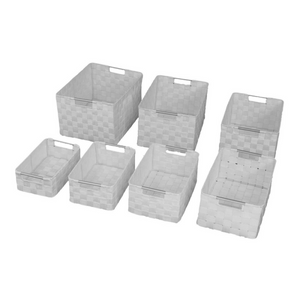 Cassetto poliestere con manici metallo1-7bianco cm 38x28h21