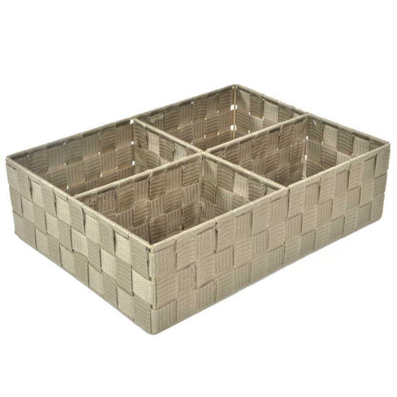 Cassetto poliestere tortora 4 scomparti cm 37x27h10