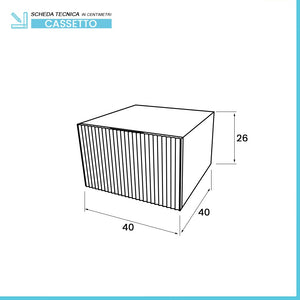 Cassetto sospeso 40 cm rovere naturale con anta cannettata Tevere 