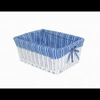 Cassetto vimini bianco fodera righe cm43x33h19