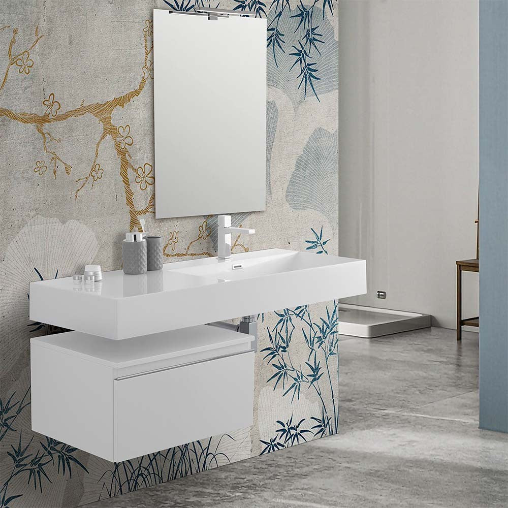 Cassettone sospeso bagno 60 cm bianco lucido Iside 