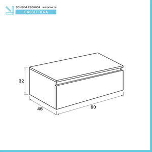 Cassettone sospeso bagno 60 cm bianco lucido Iside 