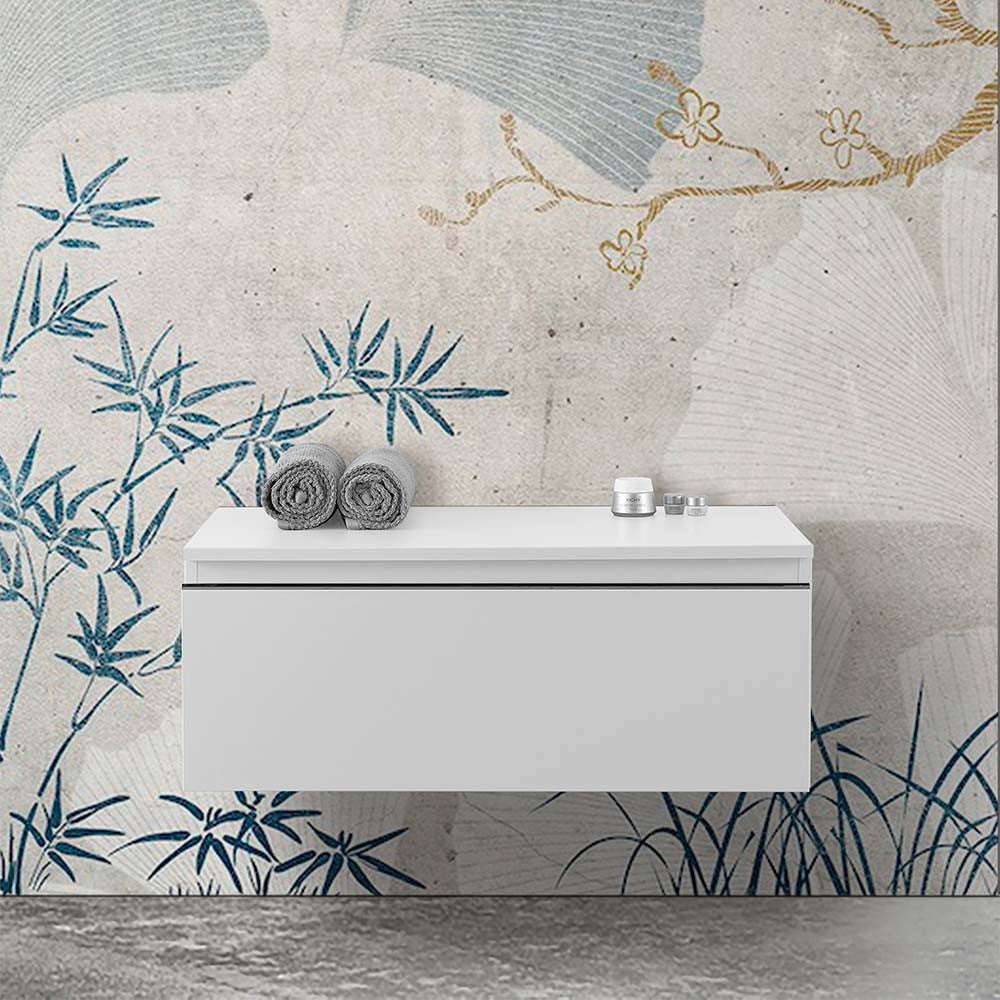 Cassettone sospeso bagno 80 cm bianco lucido Iside 