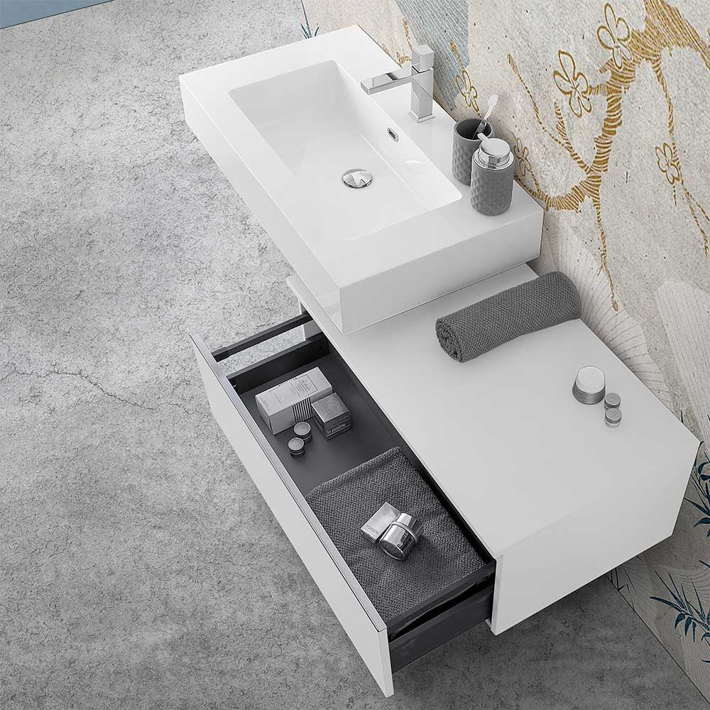 Cassettone sospeso bagno 80 cm bianco lucido Iside 