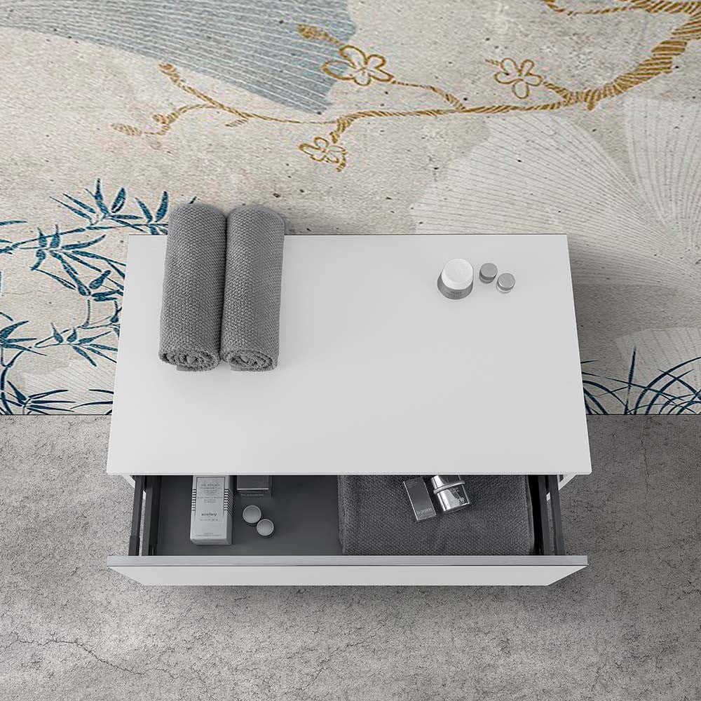 Cassettone sospeso bagno 80 cm bianco lucido Iside 