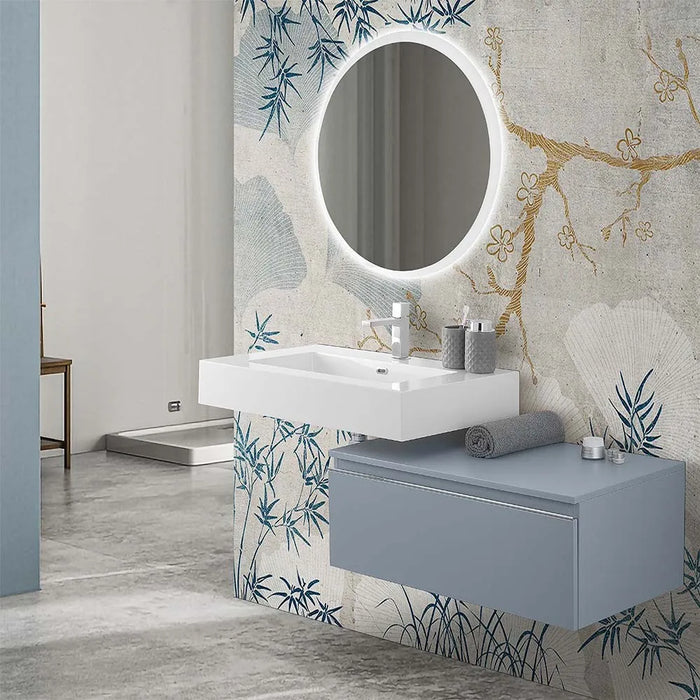 Cassettone sospeso bagno 80 cm blu pastello opaco  Iside