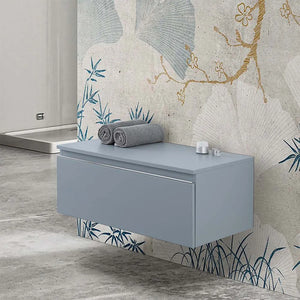 Cassettone sospeso bagno 80 cm blu pastello opaco  Iside