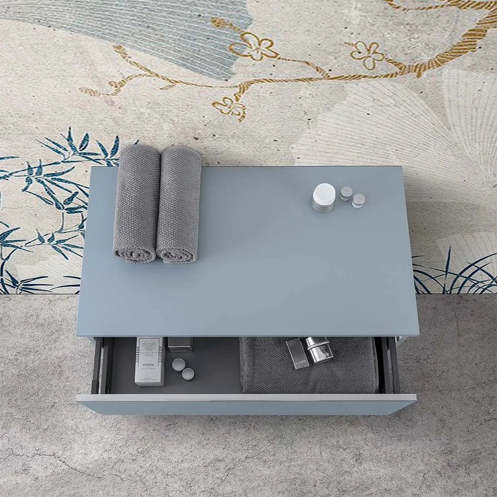 Cassettone sospeso bagno 80 cm blu pastello opaco  Iside