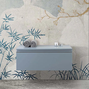 Cassettone sospeso bagno 80 cm blu pastello opaco  Iside