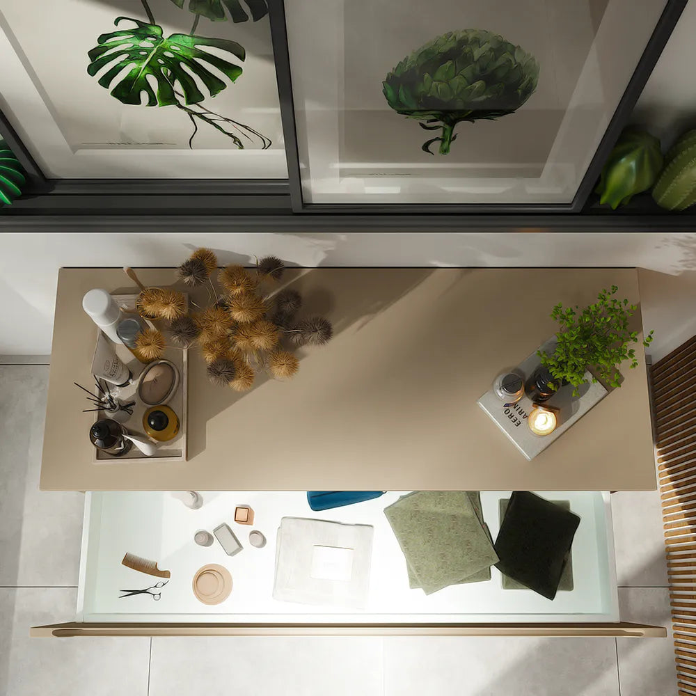 Cassettone scorrevole 120cm sabbia opaco chiusura soft-close | Bako