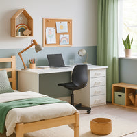 Cassiopea - Scrivania con 4 Cassetti 110x56x73 cm per PC da Ufficio in Legno Bianca