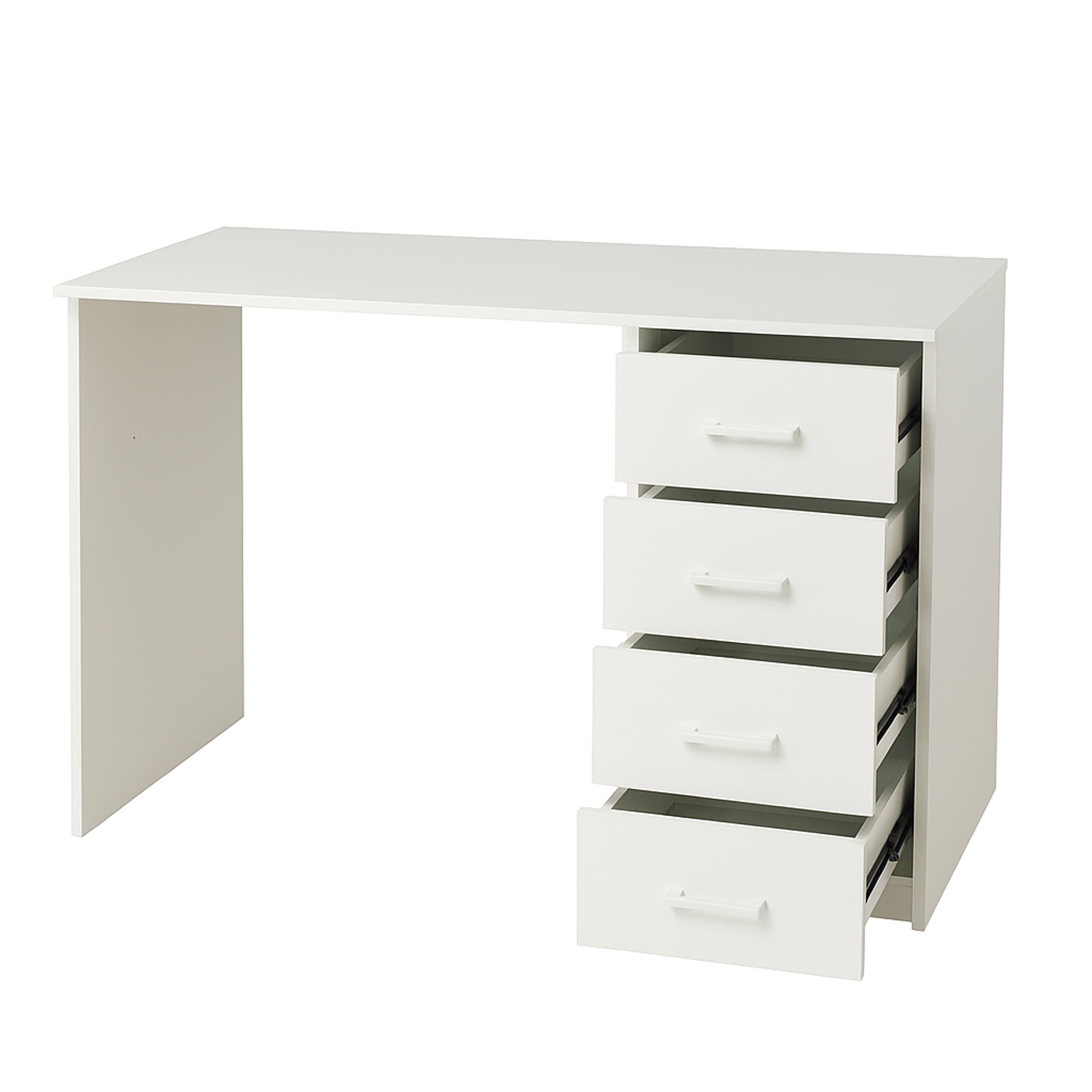 Cassiopea - Scrivania con 4 Cassetti 110x56x73 cm per PC da Ufficio in Legno Bianca