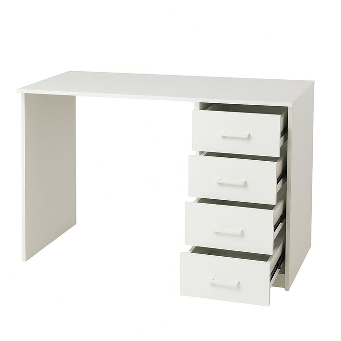 Cassiopea - Scrivania con 4 Cassetti 110x56x73 cm per PC da Ufficio in Legno Bianca