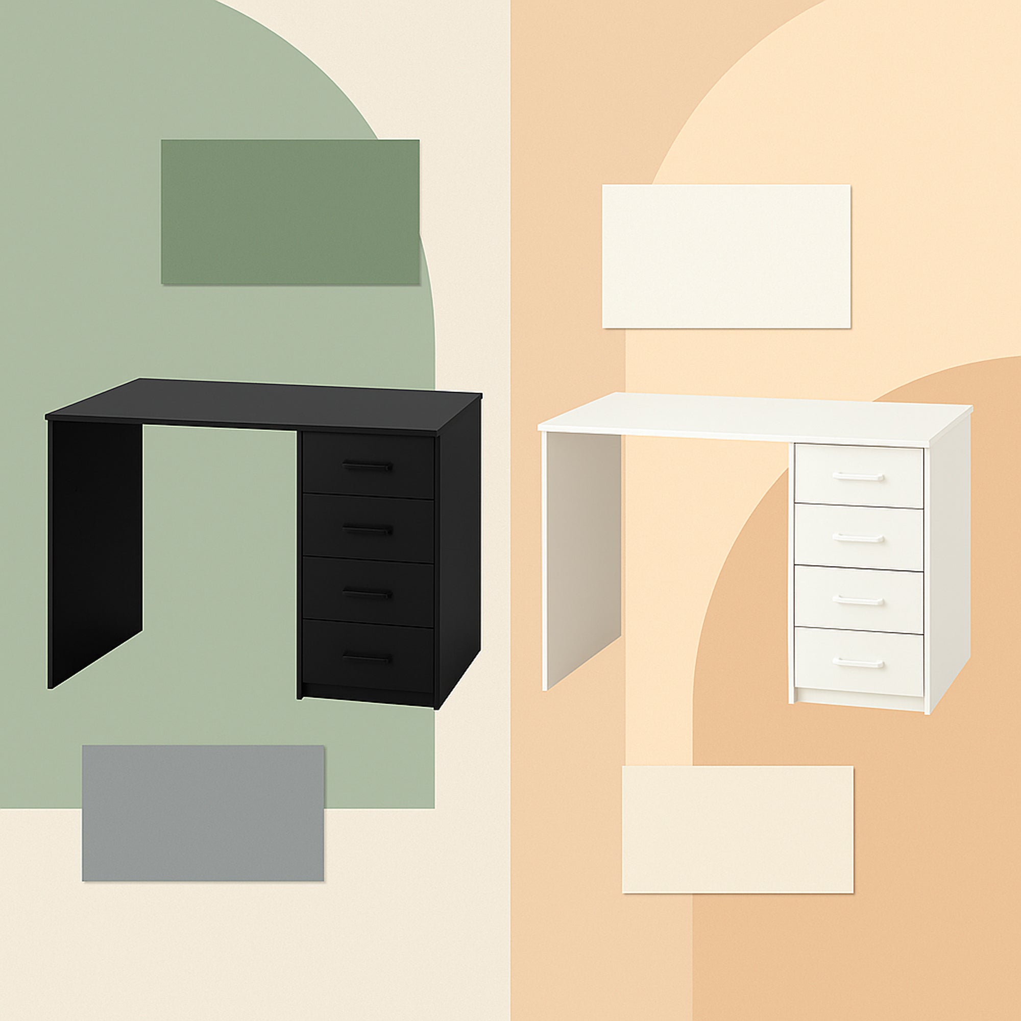 Cassiopea - Scrivania con 4 Cassetti 110x56x73 cm per PC da Ufficio in Legno Bianca