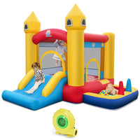 Castello gonfiabile con scivolo area di salto canestro compressore, Gioco gonfiabile per bambini da esterno-Strutture gonfiabili da salto